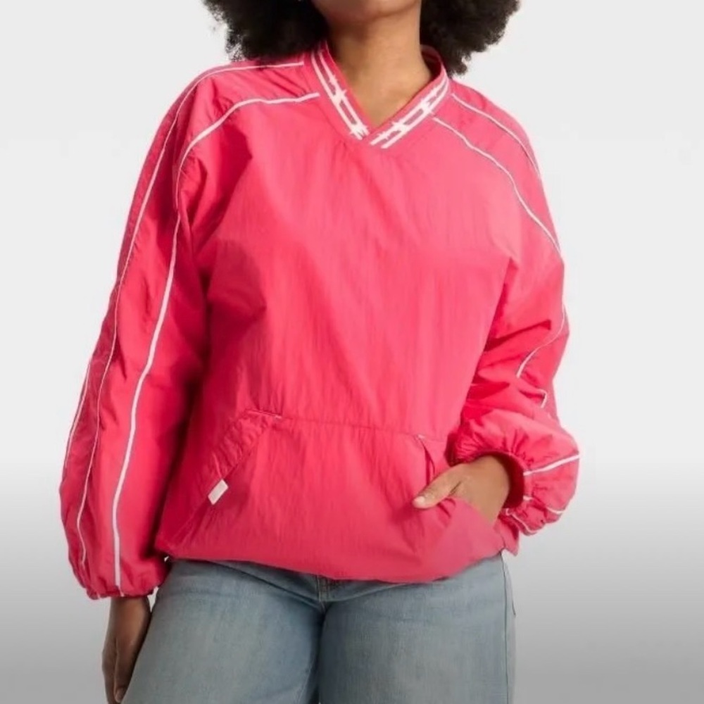 NWT - Wild Fable - Berry Red Varsity Pullover Windbreaker Jacket - Lightweight